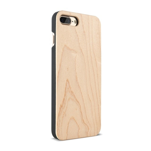 Wood Cover Case For iPhone 7 X XR XS MAX Case Natural Bamboo