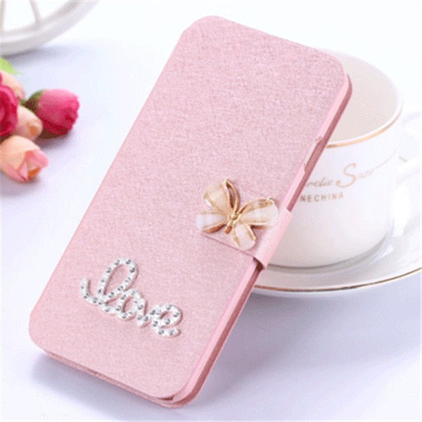 Flip Stand Book Style Silk Case Capa For Samsung Galaxy