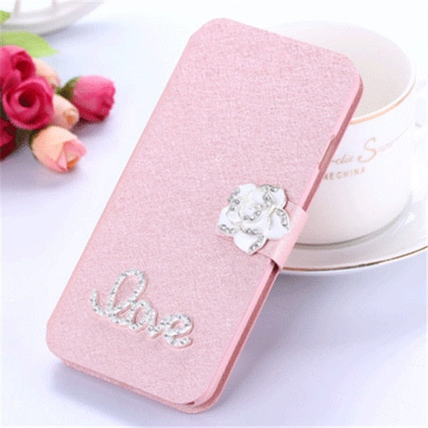 Flip Stand Book Style Silk Case Capa For Samsung Galaxy