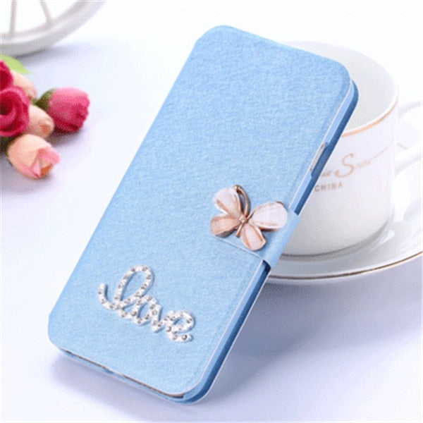 Flip Stand Book Style Silk Case Capa For Samsung Galaxy