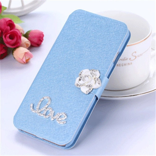 Flip Stand Book Style Silk Case Capa For Samsung Galaxy