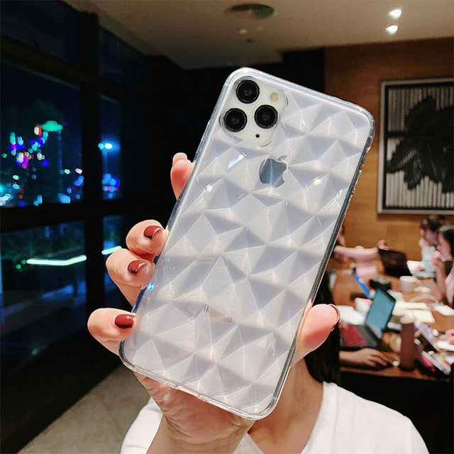 Transparent Diamond Texture Case For iPhone