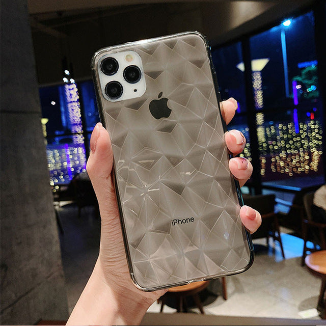 Transparent Diamond Texture Case For iPhone