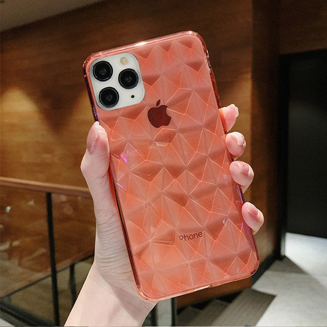 Transparent Diamond Texture Case For iPhone