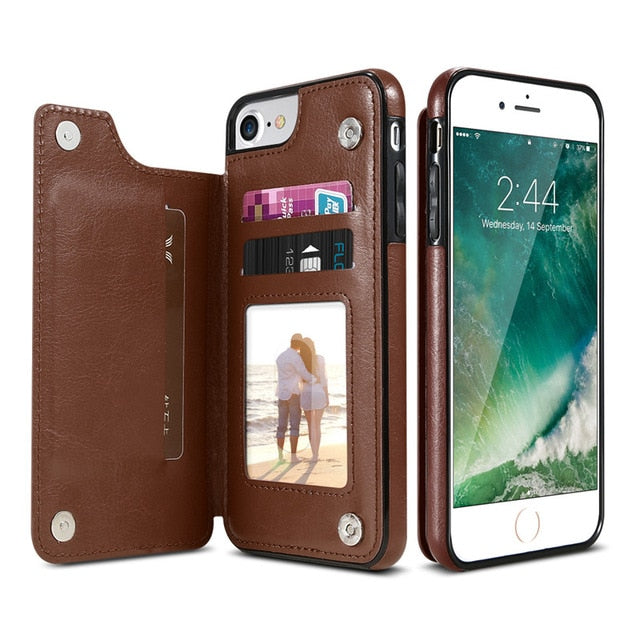 Retro PU Leather Case For iPhone X 11 6s 7 8 Plus XS 5S Multi Card Holder