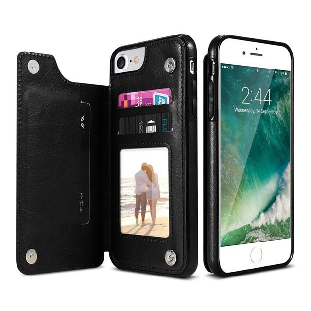 Retro PU Leather Case For iPhone X 11 6s 7 8 Plus XS 5S Multi Card Holder