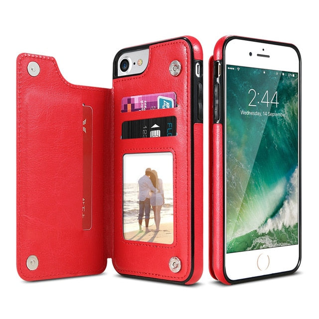 Retro PU Leather Case For iPhone X 11 6s 7 8 Plus XS 5S Multi Card Holder
