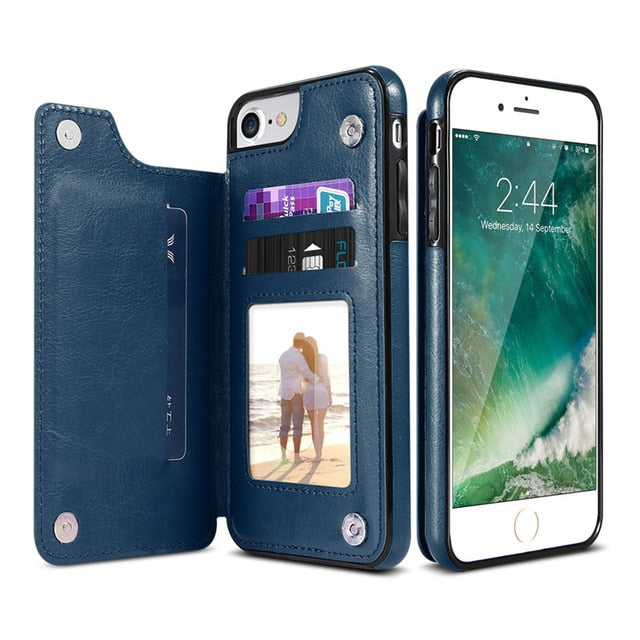 Retro PU Leather Case For iPhone X 11 6s 7 8 Plus XS 5S Multi Card Holder