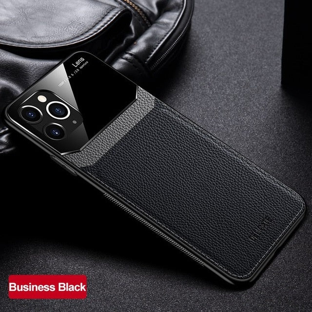 Shockproof Case for iPhone 11 Pro Max XS XR X PU Leather Mirror Glass