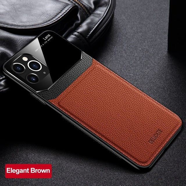 Shockproof Case for iPhone 11 Pro Max XS XR X PU Leather Mirror Glass