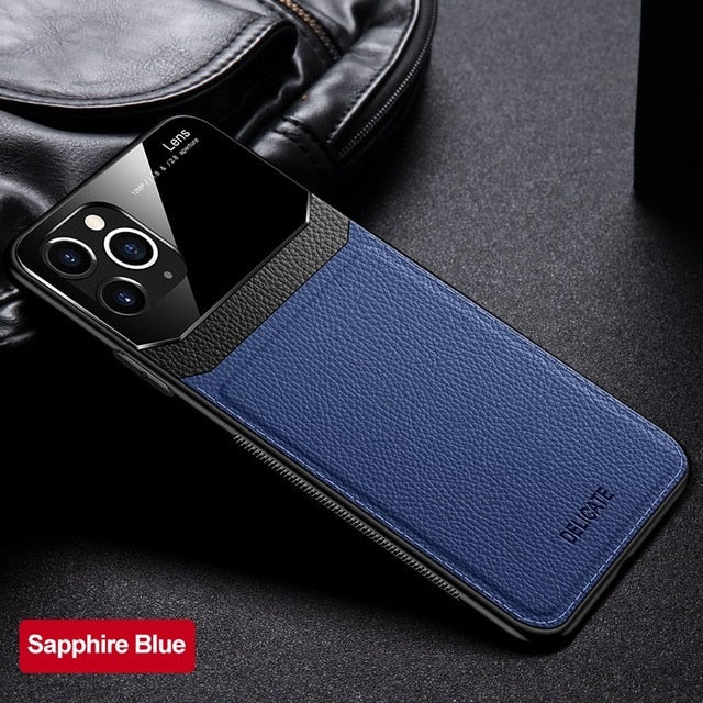 Shockproof Case for iPhone 11 Pro Max XS XR X PU Leather Mirror Glass