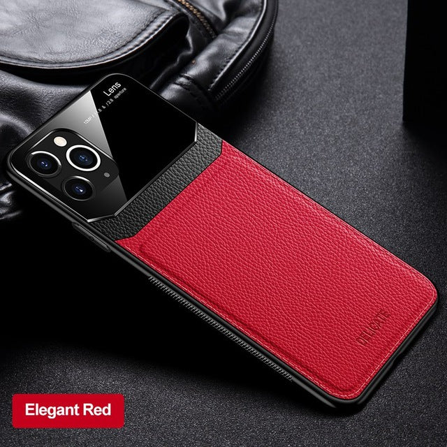 Shockproof Case for iPhone 11 Pro Max XS XR X PU Leather Mirror Glass