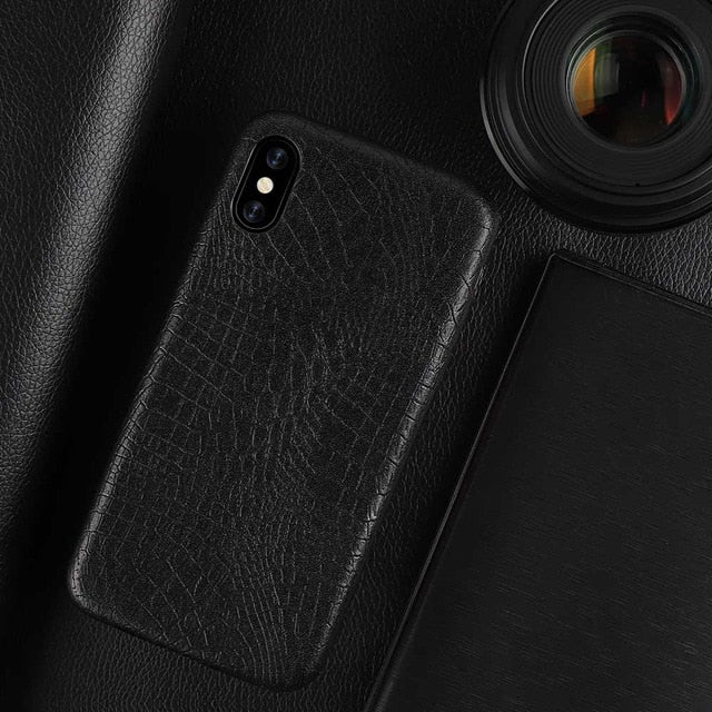 For iPhone 11 Pro Max Case Crocodile Texture Phone Case PU Leather