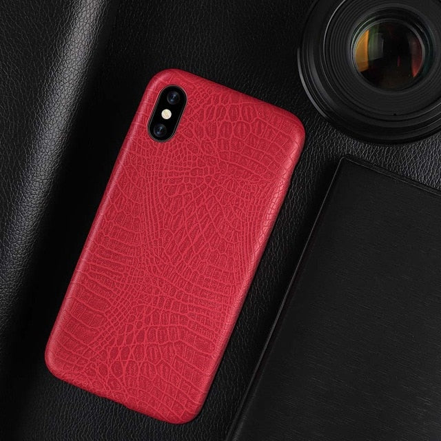 For iPhone 11 Pro Max Case Crocodile Texture Phone Case PU Leather