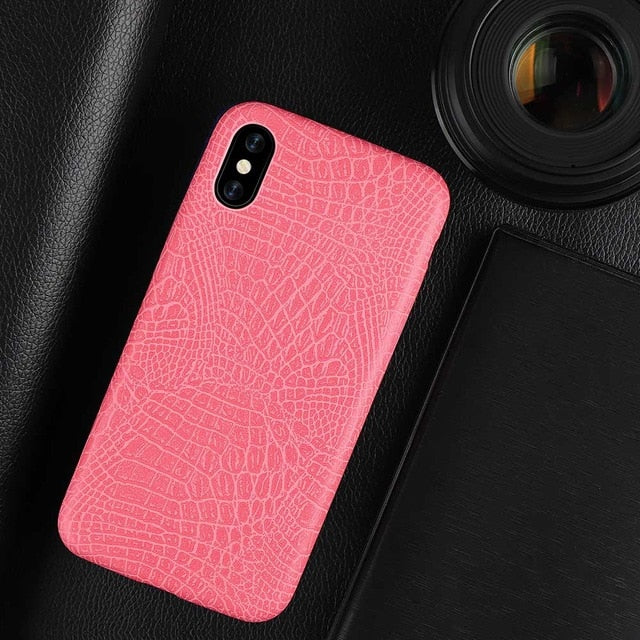 For iPhone 11 Pro Max Case Crocodile Texture Phone Case PU Leather