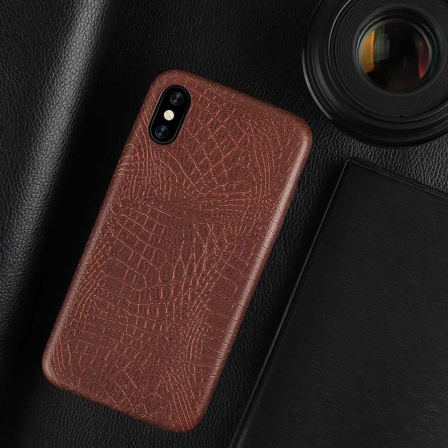 For iPhone 11 Pro Max Case Crocodile Texture Phone Case PU Leather
