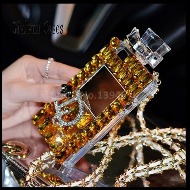 White Luxury Bling Crystal Diamond Lanyard Chain TPU