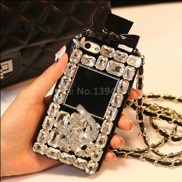 White Luxury Bling Crystal Diamond Lanyard Chain TPU