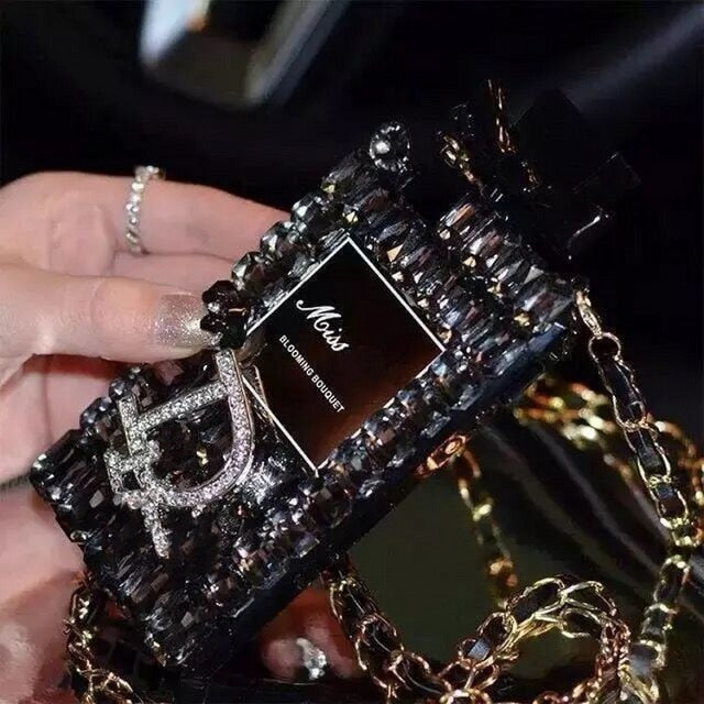 White Luxury Bling Crystal Diamond Lanyard Chain TPU