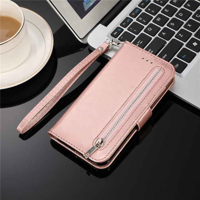 Leather Zipper Flip A51 A70 A50 A40 A30 A20 E A10 Wallet Case