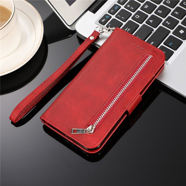 Leather Zipper Flip A51 A70 A50 A40 A30 A20 E A10 Wallet Case