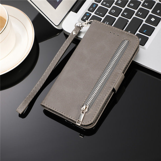 Leather Zipper Flip A51 A70 A50 A40 A30 A20 E A10 Wallet Case