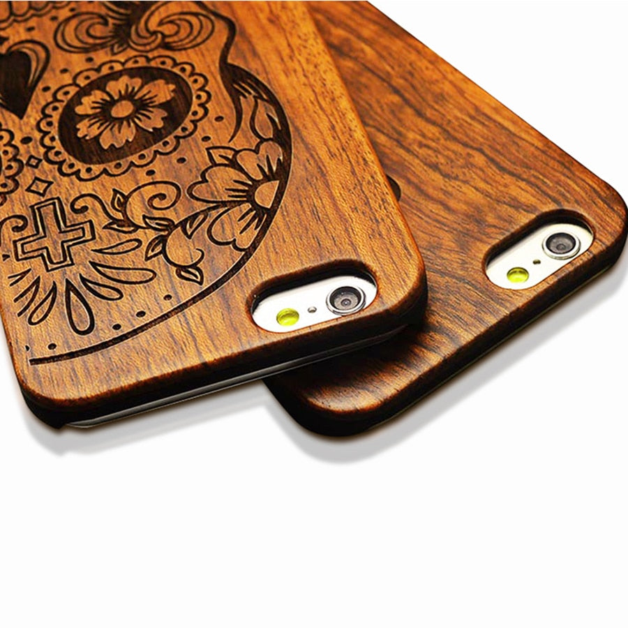 Retro Nature Embossed Wood Phone Cases For iPhone
