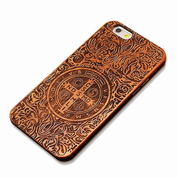 Retro Nature Embossed Wood Phone Cases For iPhone