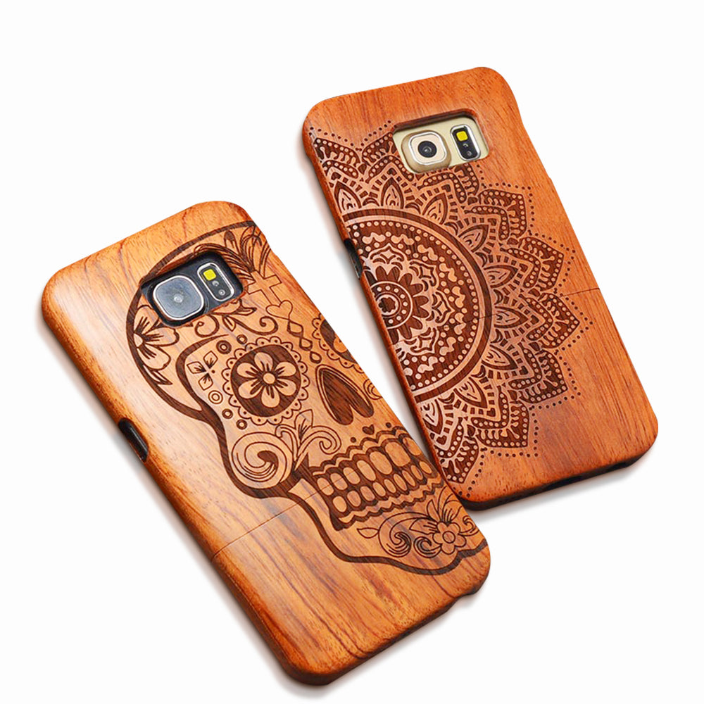 Natural Wood Case For iPhone X 8 7 6 6s Plus SE 5s Samsung Galaxy