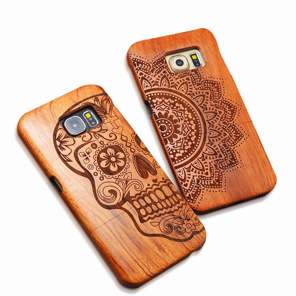Natural Wood Case For iPhone X 8 7 6 6s Plus SE 5s Samsung Galaxy