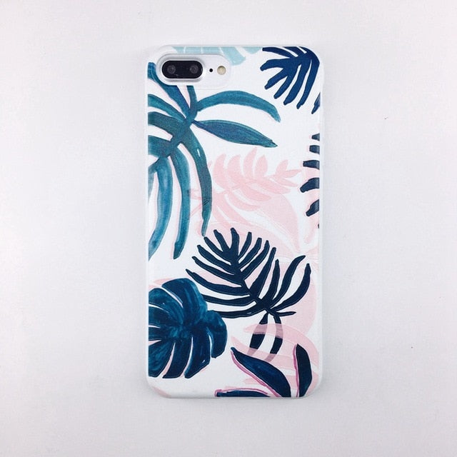 Candy Color Leaf Print Phone Case