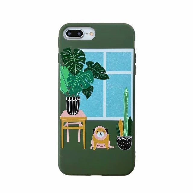 Candy Color Leaf Print Phone Case
